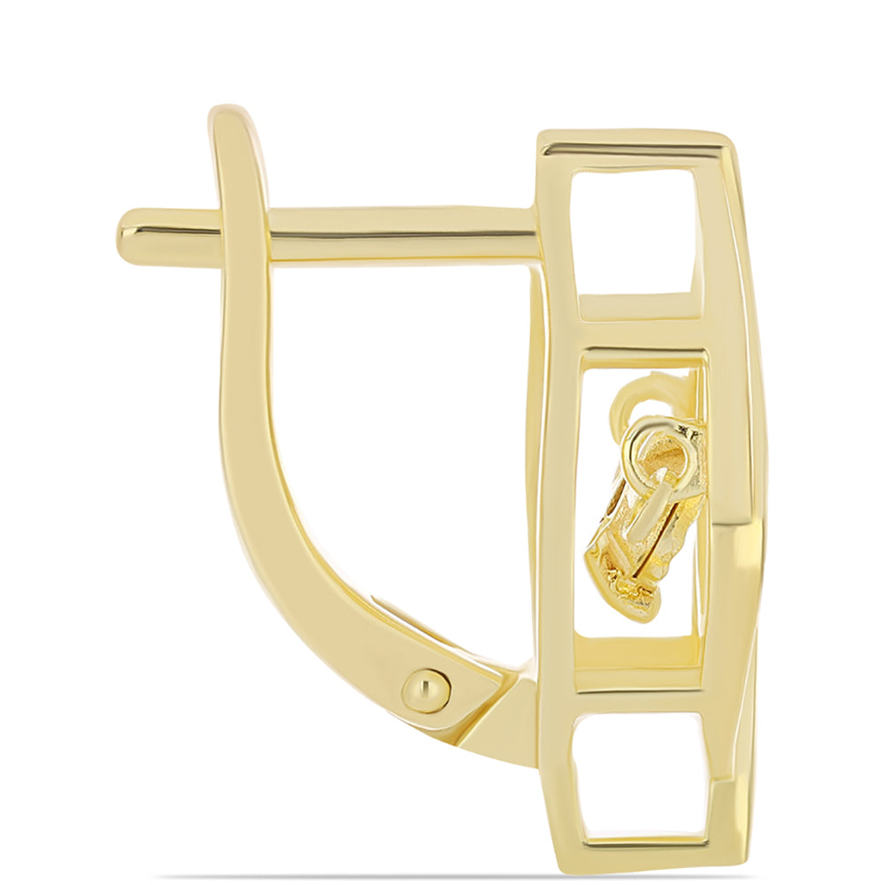 Pozlacené Stříbro 925/1000 - Náušnice s Cognac Diamantem - Karátové číslo: 0.01. přibližná hmotnost: 4.36 gramů 2 