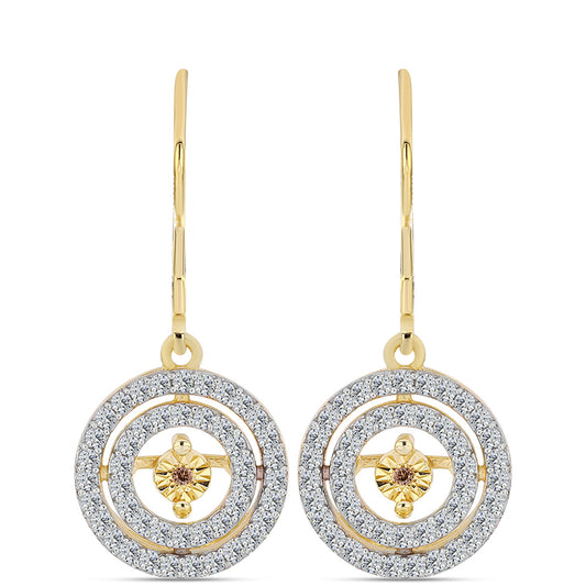 Pozlacené Stříbrné Náušnice s Cognac Diamantem a Bílým Topazem