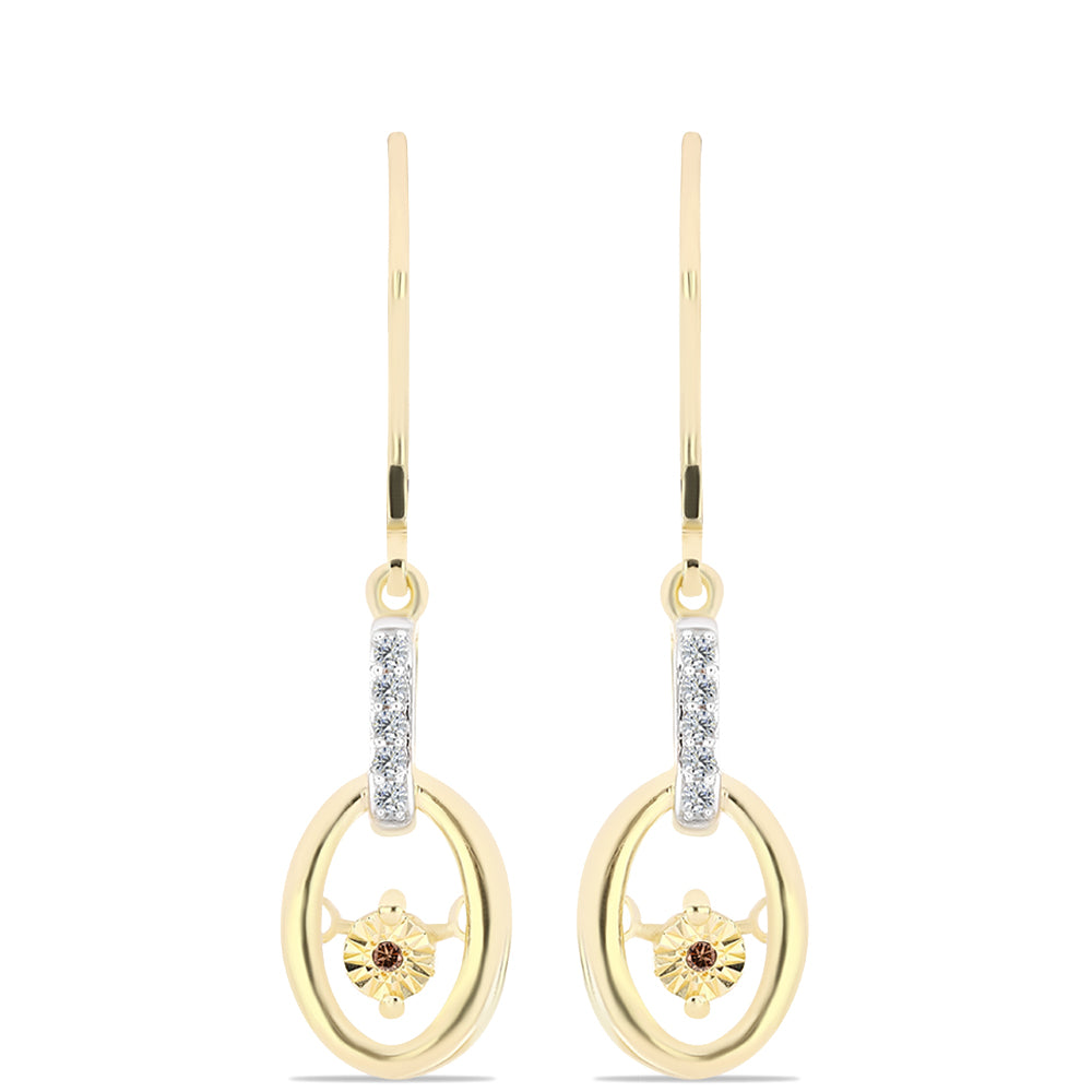 Pozlacené 925 / 1000 Sterlingové Stříbro Náušnice s Cognac Diamantem a Bílým Topazem 1 