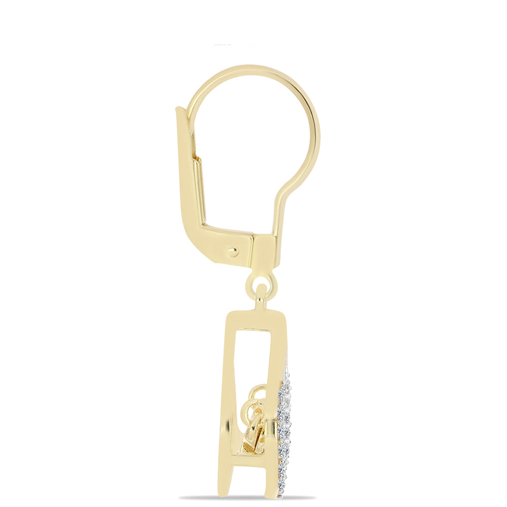 Pozlacené Stříbro 925/1000 - Náušnice s Cognac Diamantem a Bílým Topazem - Karátové číslo: 0.28. přibližná hmotnost: 2.78 gramů 2 