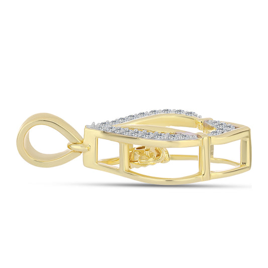 Pozlacené Stříbro 925/1000 - Přívěsek s Cognac Diamantem a Bílým Topazem - Karátové číslo: 0.21. přibližná hmotnost: 1.93 gramů