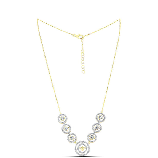 Pozlacené stříbro 925/1000 Náhrdelník s Cognac Diamantem a Bílým Topazem - Karátové číslo: 3.12. přibližná hmotnost: 8.67 gramů