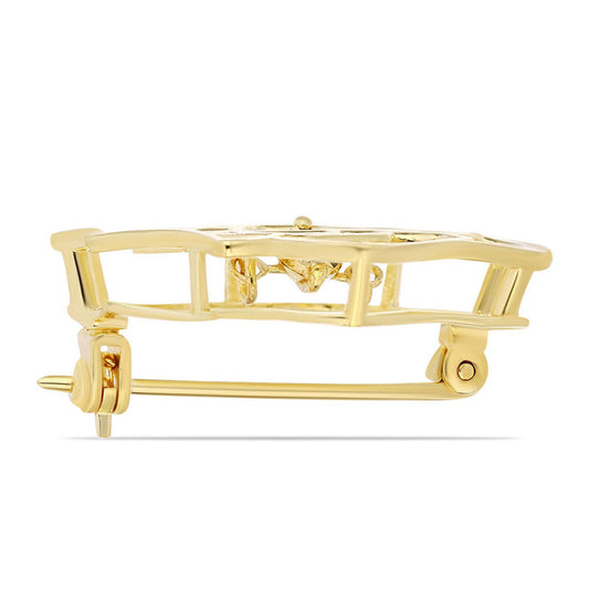 Pozlacené Stříbro 925/1000 - Brož s Cognac Diamantem - Karátové číslo: 0.01. přibližná hmotnost: 3.14 gramů