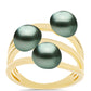 Pozlacený Stříbrný Prsten se Sladkovodní perlou v podobě Tahitské zelené iluze