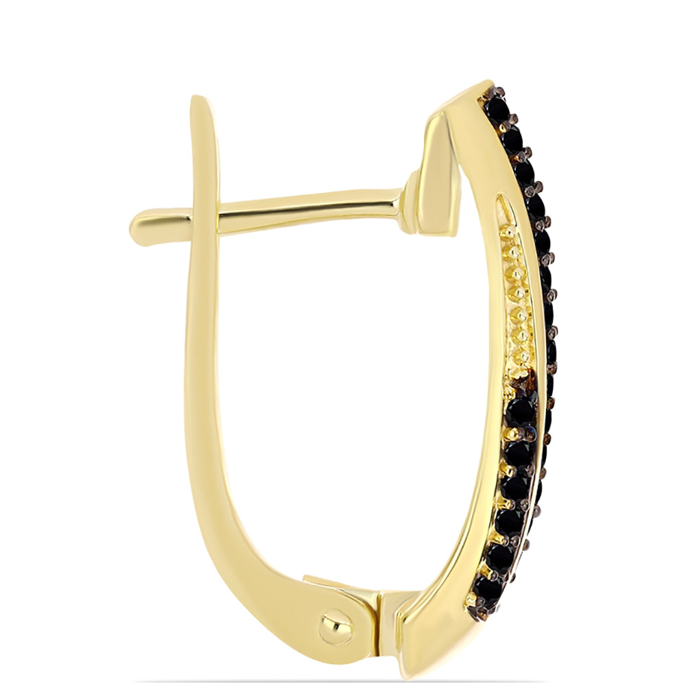 Pozlacené stříbro 925/1000 Náušnice s Černým Onyxem - Karátové číslo: 0.57. přibližná hmotnost: 5.6 gramů 2 