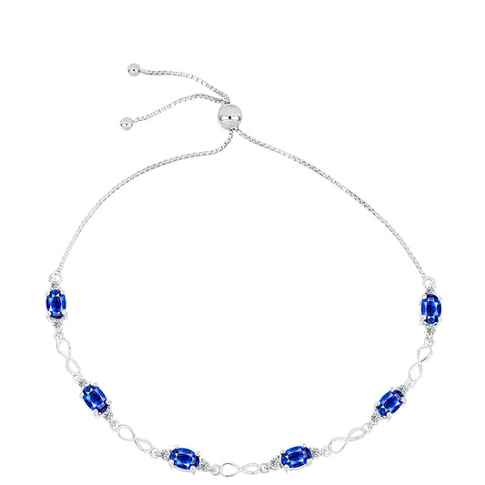 Stříbrný Náramek s Australským Modrým Safírem a Bílým Topazem