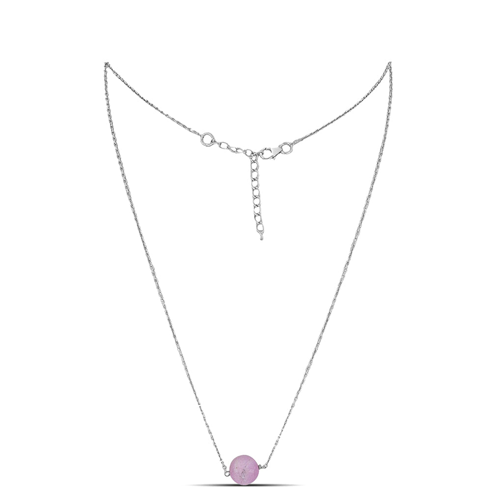 Stříbro 925/1000 - Náhrdelník s Kunzitem z Pala - Karátové číslo: 7.85. přibližná hmotnost: 4.32 gramů 1 