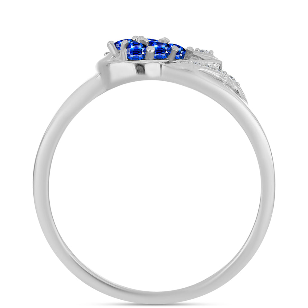 Stříbro 925/1000 - Prsten s Australským Modrým Safírem a Bílým Topazem - Karátové číslo: 0.37. přibližná hmotnost: 2.69 gramů 2 