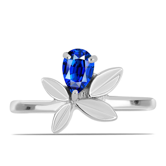 Stříbro 925/1000 - Prsten s Australským Modrým Safírem - Karátové číslo: 0.54. přibližná hmotnost: 2.43 gramů