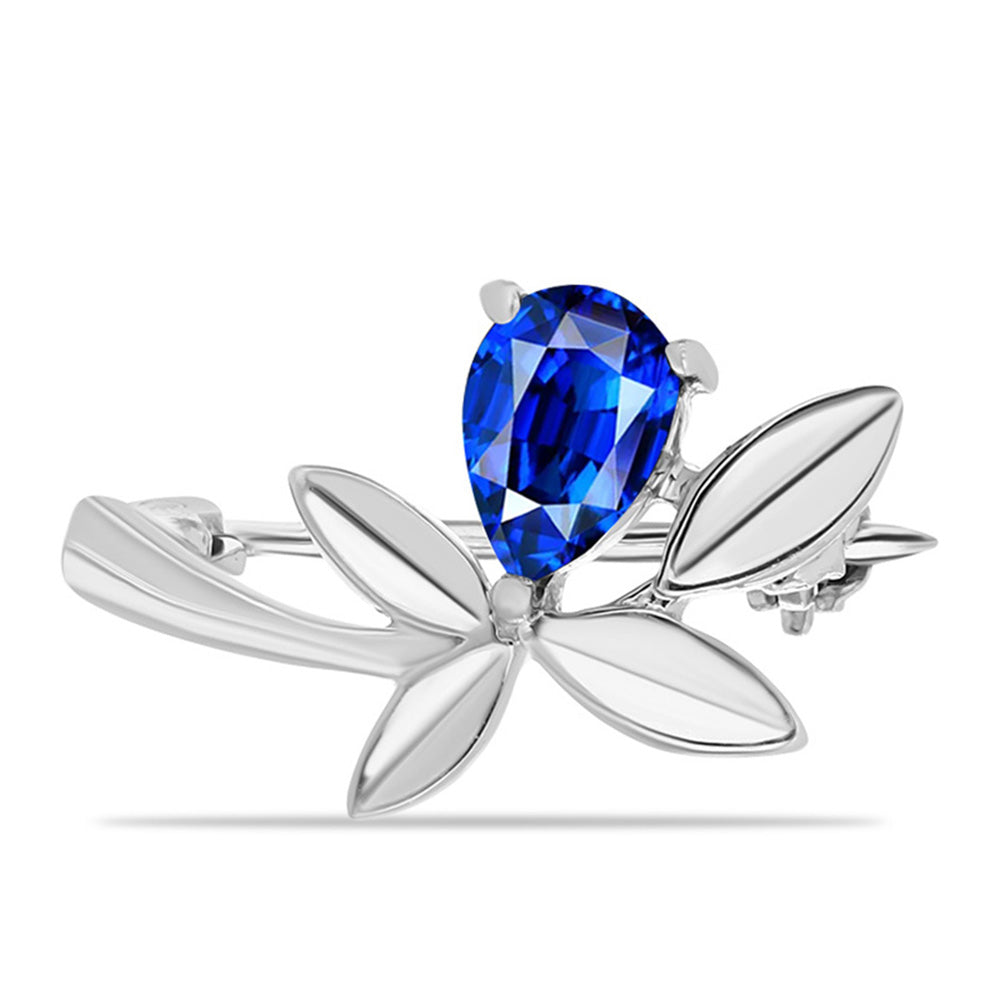 Stříbro 925/1000 - Brož s Australským Modrým Safírem - Karátové číslo: 0.57. přibližná hmotnost: 1.66 gramů