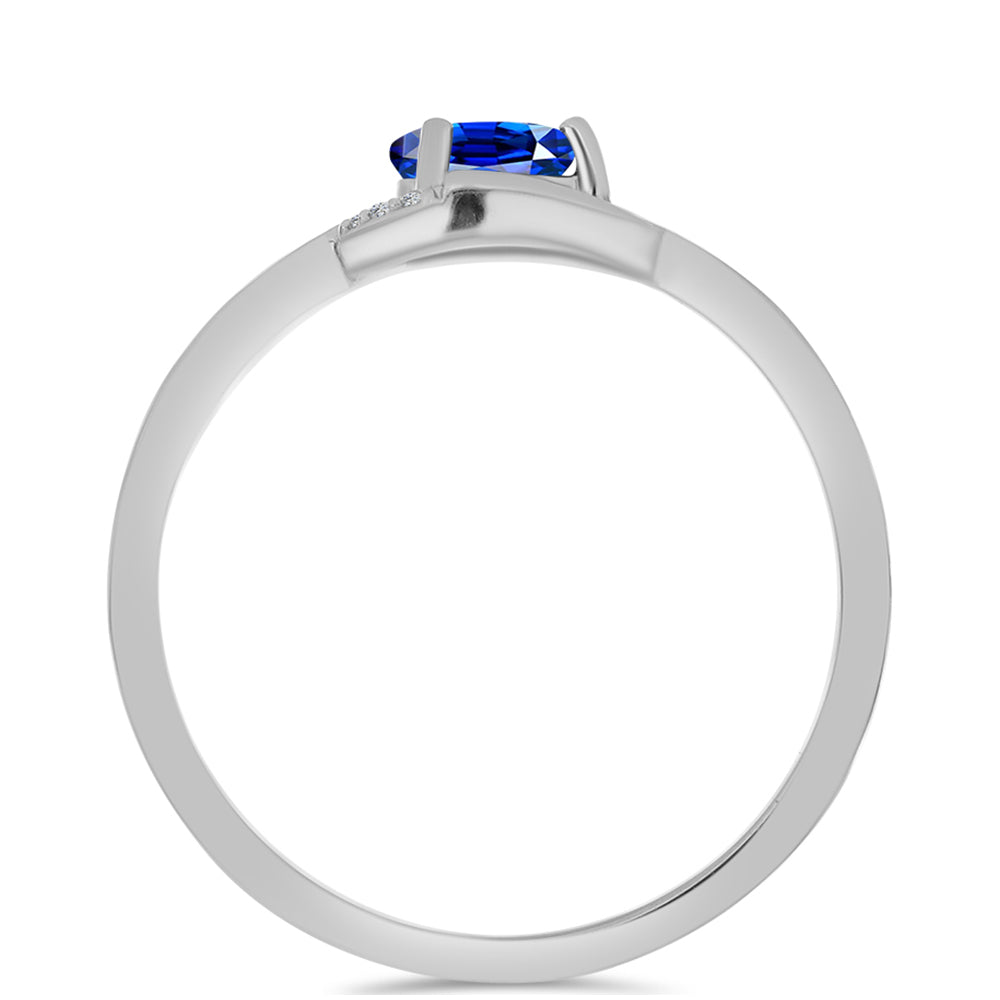 Stříbro 925/1000 - Prsten s Australským Modrým Safírem a Bílým Topazem - Karátové číslo: 0.34. přibližná hmotnost: 1.83 gramů 2 