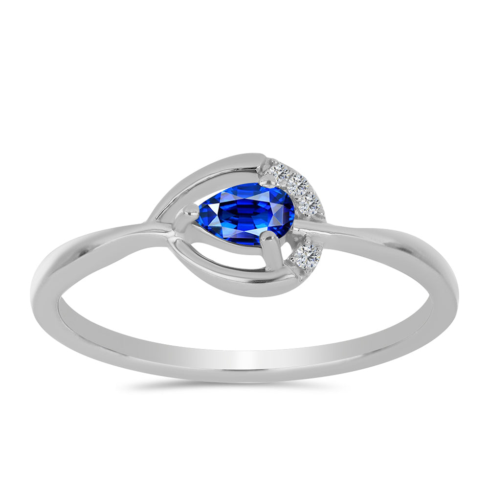 Stříbro 925/1000 - Prsten s Australským Modrým Safírem a Bílým Topazem - Karátové číslo: 0.34. přibližná hmotnost: 1.83 gramů 3 