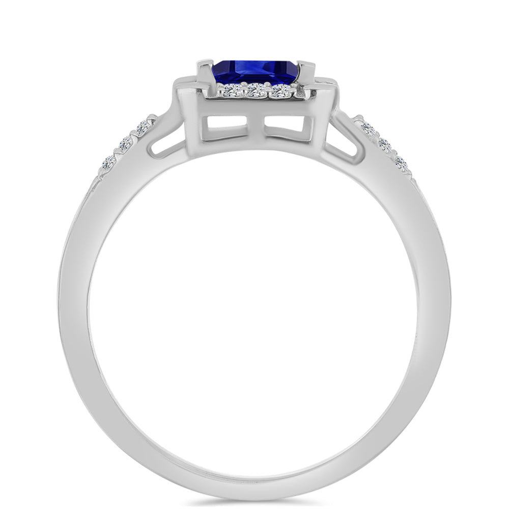 Stříbro 925/1000 - Prsten s Australským Modrým Safírem a Bílým Topazem - Karátové číslo: 0.28. přibližná hmotnost: 1.96 gramů