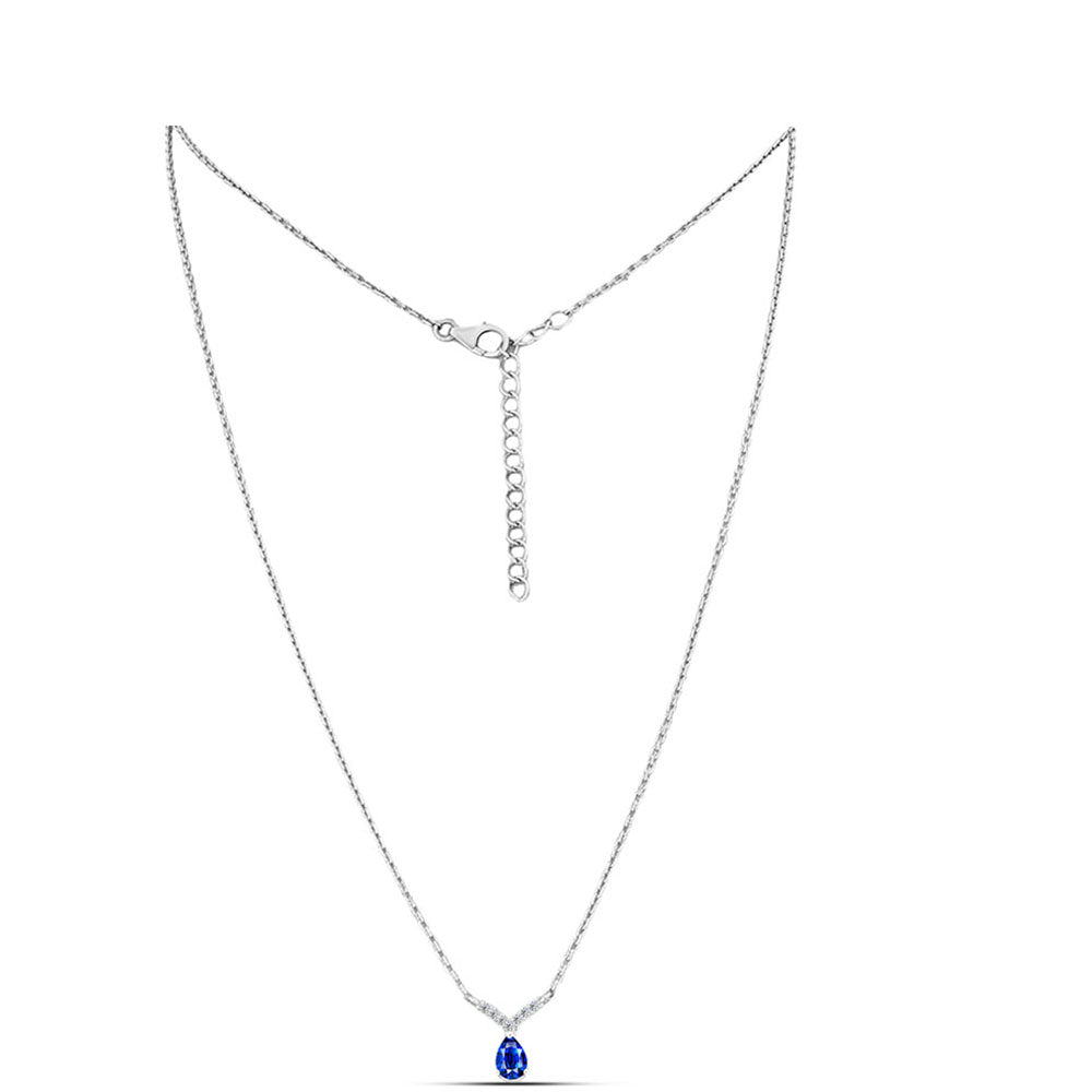 Stříbro 925/1000 - Náhrdelník s Australským Modrým Safírem a Bílým Topazem - Karátové číslo: 0.64. přibližná hmotnost: 2.94 gramů 1 
