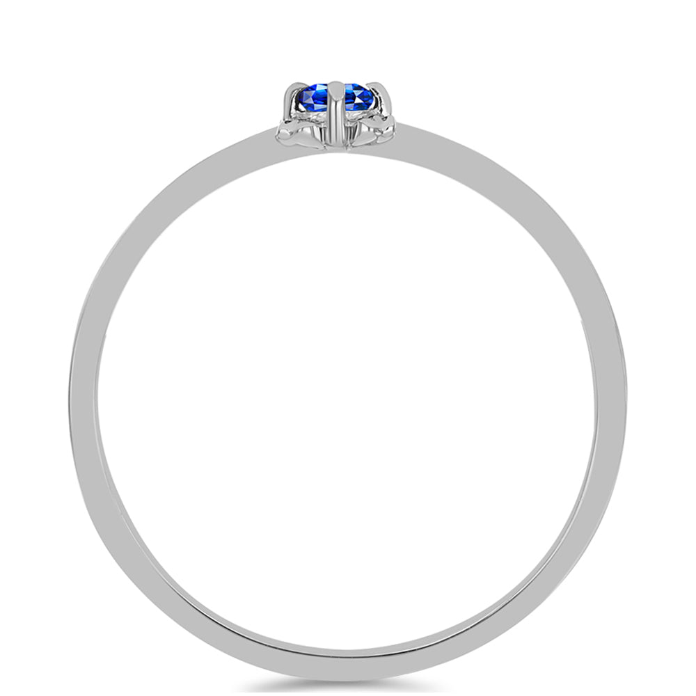 Stříbro 925/1000 - Prsten s Australským Modrým Safírem - Karátové číslo: 0.16. přibližná hmotnost: 1.45 gramů