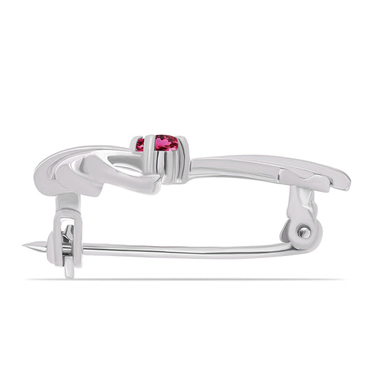 Stříbro 925/1000 - Brož s Cruizero Rubelitem - Karátové číslo: 0.23. přibližná hmotnost: 2.45 gramů