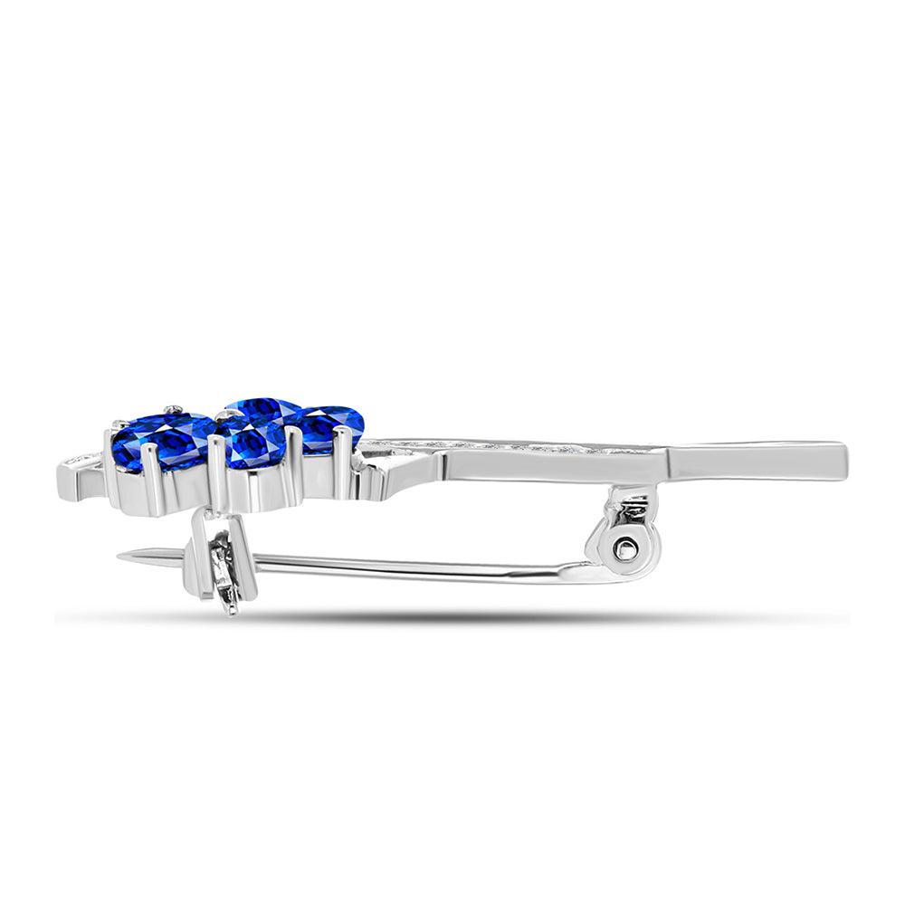 Stříbrný Brož s Australským Modrým Safírem a Bílým Topazem 2 