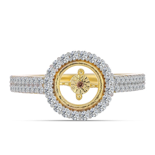 Pozlacené Stříbro 925/1000 - Prsten s Cognac Diamantem a Bílým Topazem - Karátové číslo: 0.73. přibližná hmotnost: 3.48 gramů