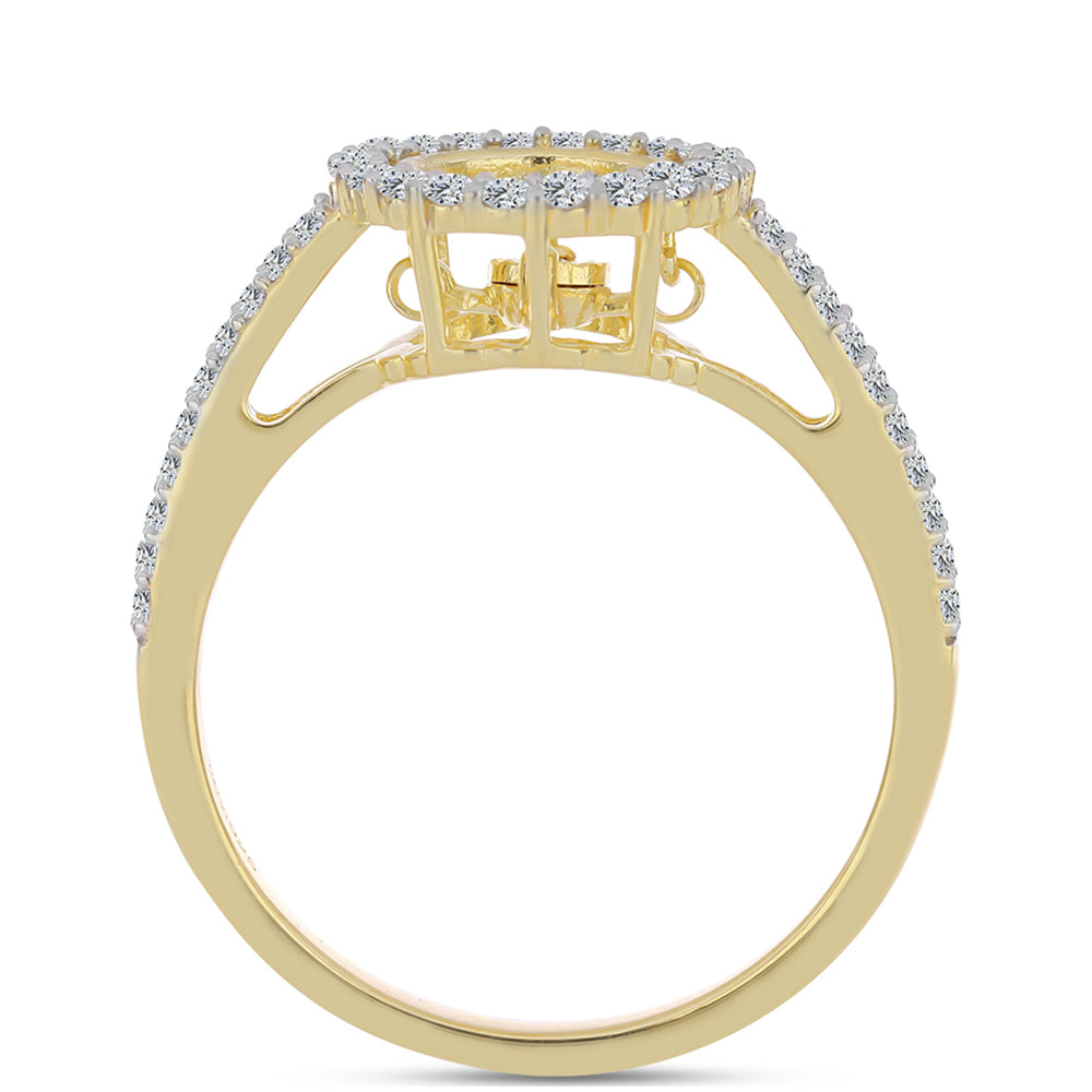 Pozlacené Stříbro 925/1000 - Prsten s Cognac Diamantem a Bílým Topazem - Karátové číslo: 0.73. přibližná hmotnost: 3.48 gramů 2 