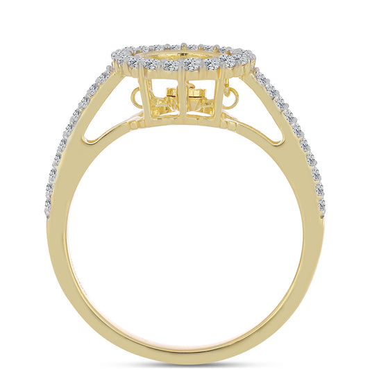 Pozlacené Stříbro 925/1000 - Prsten s Cognac Diamantem a Bílým Topazem - Karátové číslo: 0.73. přibližná hmotnost: 3.48 gramů