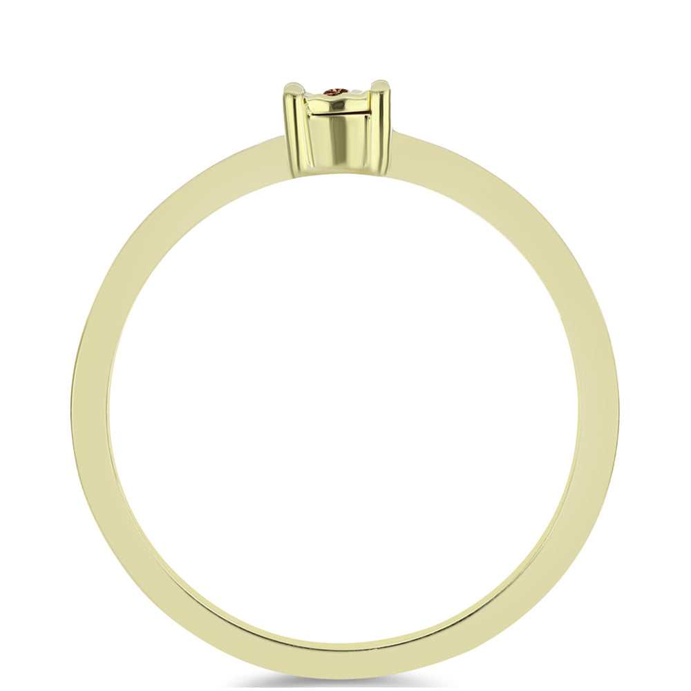 Pozlacené Stříbro 925/1000 - Prsten s Cognac Diamantem - Karátové číslo: 0.01. přibližná hmotnost: 1.6 gramů