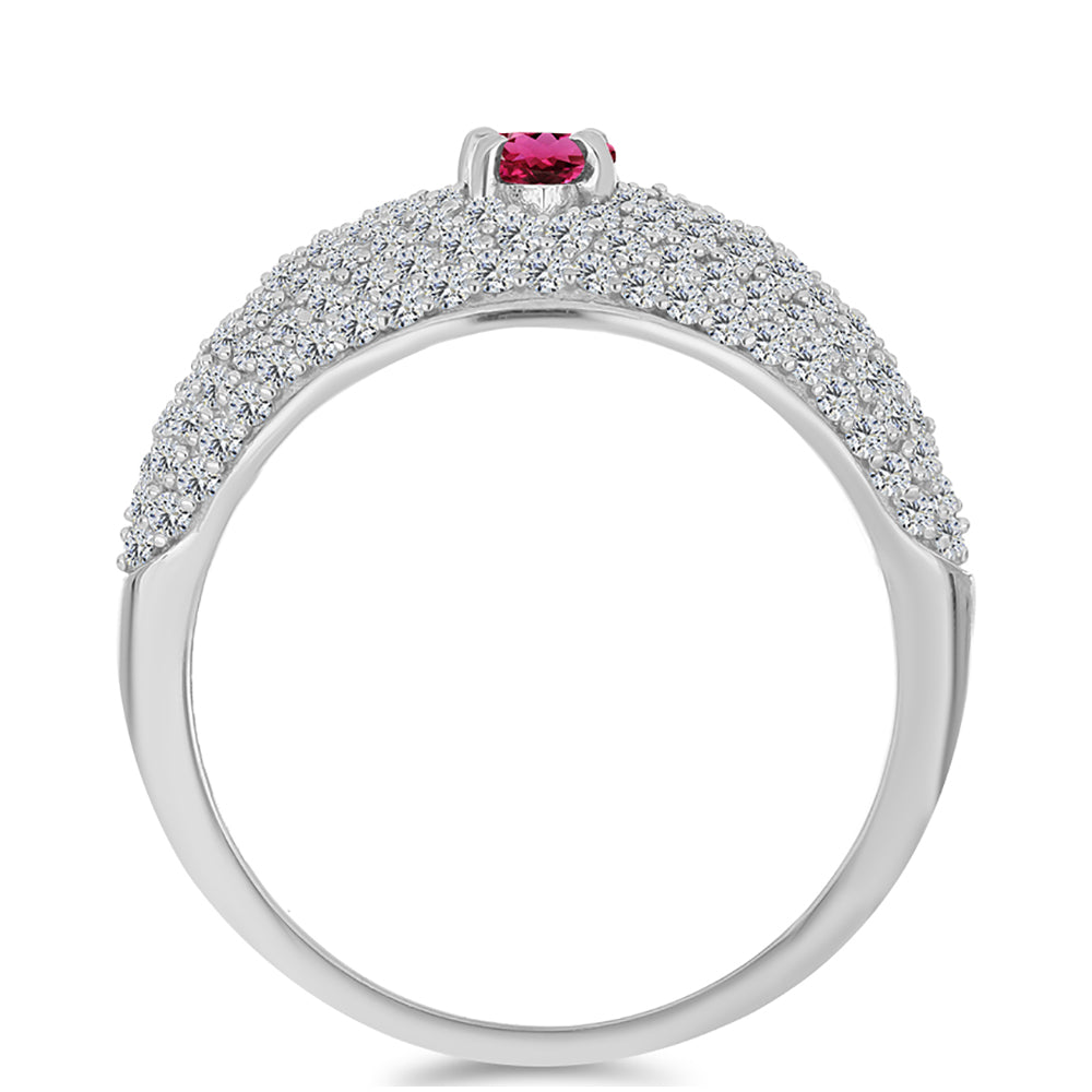 Stříbro 925/1000 - Prsten s Cruizero Rubelitem a Bílým Topazem - Karátové číslo: 1.66. přibližná hmotnost: 4.24 gramů 2 