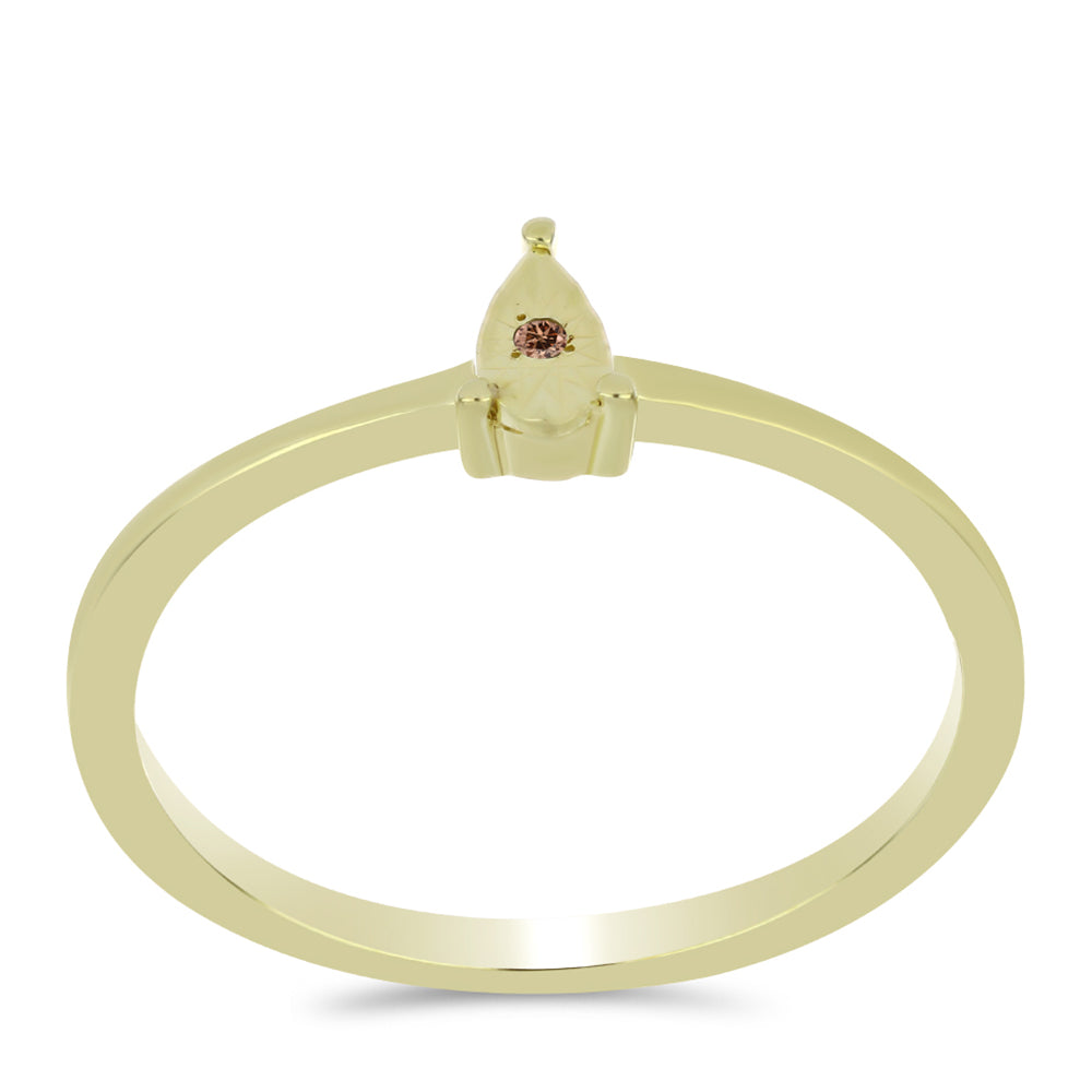 Pozlacené Stříbro 925/1000 - Prsten s Cognac Diamantem - Karátové číslo: 0.01. přibližná hmotnost: 1.51 gramů 3 