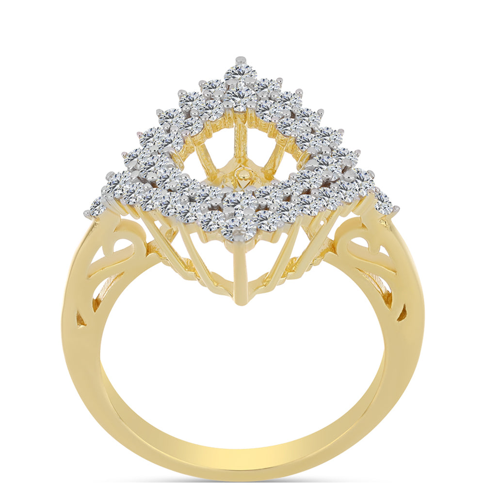 Pozlacené Stříbro 925/1000 - Prsten s Cognac Diamantem a Bílým Topazem - Karátové číslo: 1.09. přibližná hmotnost: 3.75 gramů