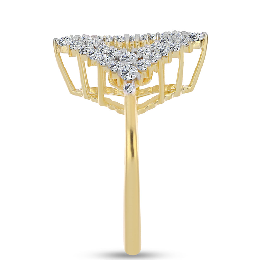 Pozlacené Stříbro 925/1000 - Prsten s Cognac Diamantem a Bílým Topazem - Karátové číslo: 1.09. přibližná hmotnost: 3.75 gramů 4 