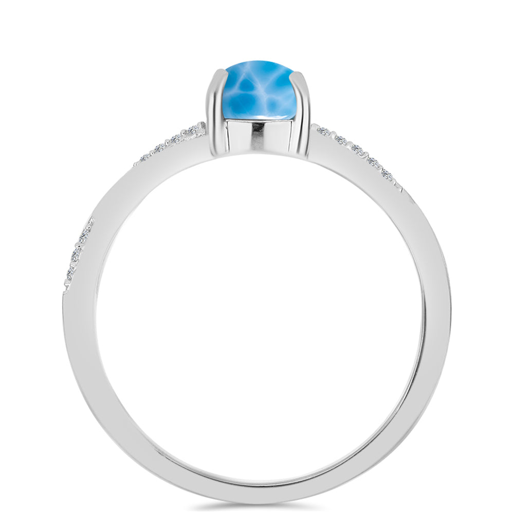 Stříbro 925/1000 - Prsten s Barahonským Larimarem a Bílým Topazem - Karátové číslo: 1.64. přibližná hmotnost: 2.74 gramů 2 