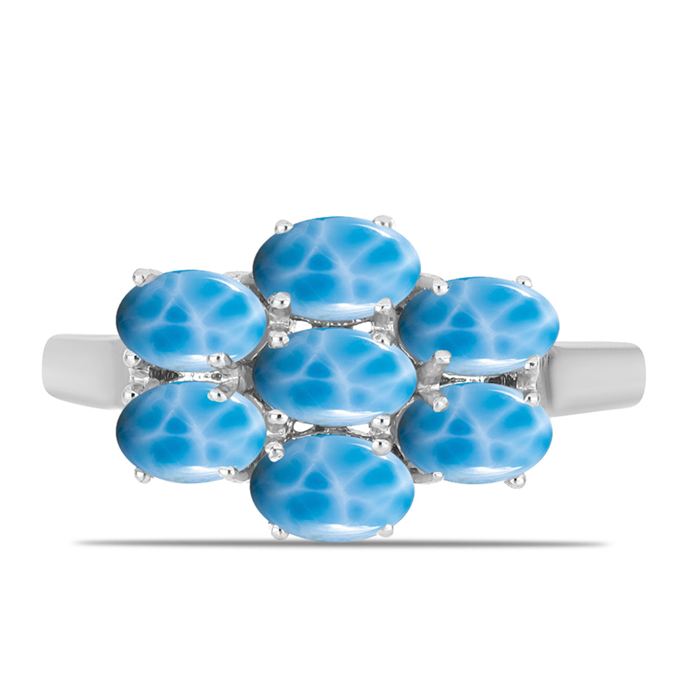 Stříbro 925/1000 - Prsten s Barahonským Larimarem - Karátové číslo: 2.13. přibližná hmotnost: 2.91 gramů