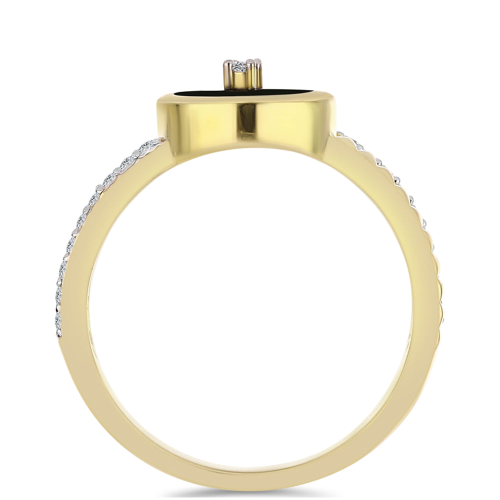 Pozlacené Stříbro 925/1000 - Prsten s Černým Onyxem a Bílým Topazem - Karátové číslo: 1.28. přibližná hmotnost: 3.18 gramů 2 