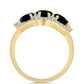 Pozlacené Stříbro 925/1000 - Prsten s Černým Onyxem a Bílým Topazem - Karátové číslo: 2.11. přibližná hmotnost: 3.14 gramů