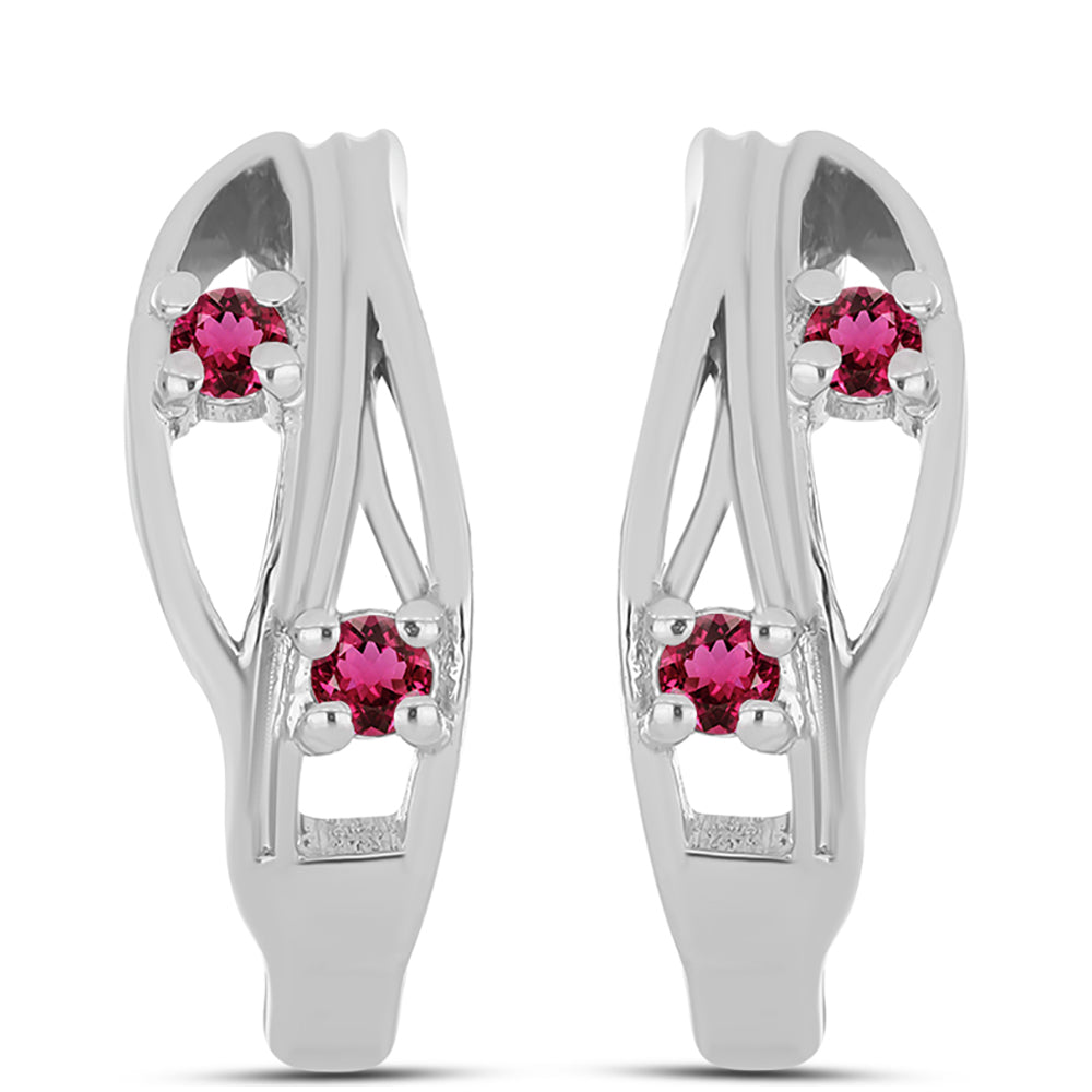 Stříbro 925/1000 - Náušnice s Cruizero Rubelitem - Karátové číslo: 0.18. přibližná hmotnost: 3.73 gramů 1 