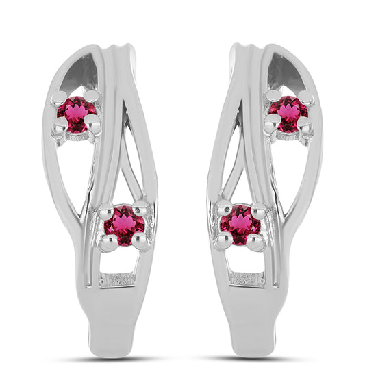 Stříbrné Náušnice s Cruizero Rubelitem