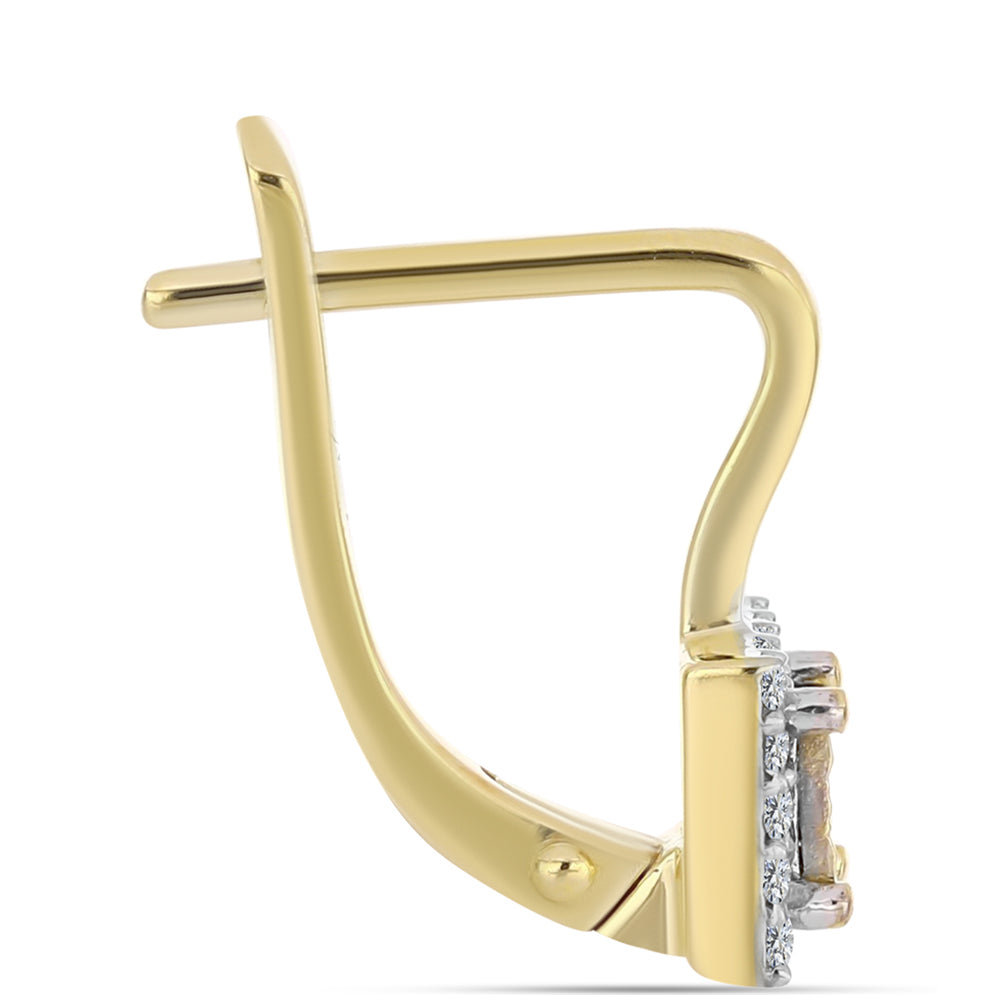 Pozlacené Stříbro 925/1000 - Náušnice s Cognac Diamantem a Bílým Topazem - Karátové číslo: 0.3. přibližná hmotnost: 3.16 gramů 2 