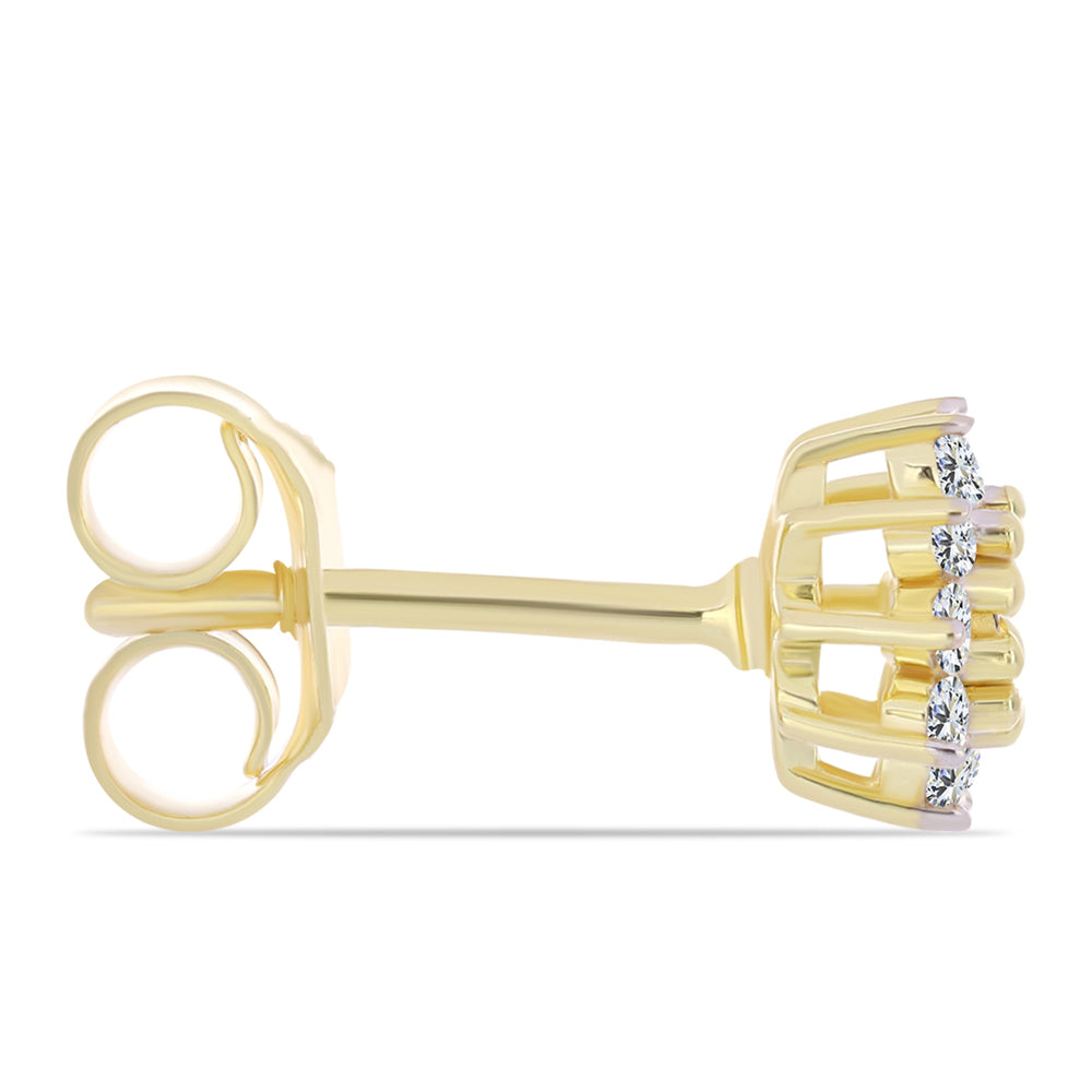 Pozlacené Stříbro 925/1000 - Náušnice s Cognac Diamantem a Bílým Topazem - Karátové číslo: 0.31. přibližná hmotnost: 1.42 gramů 2 