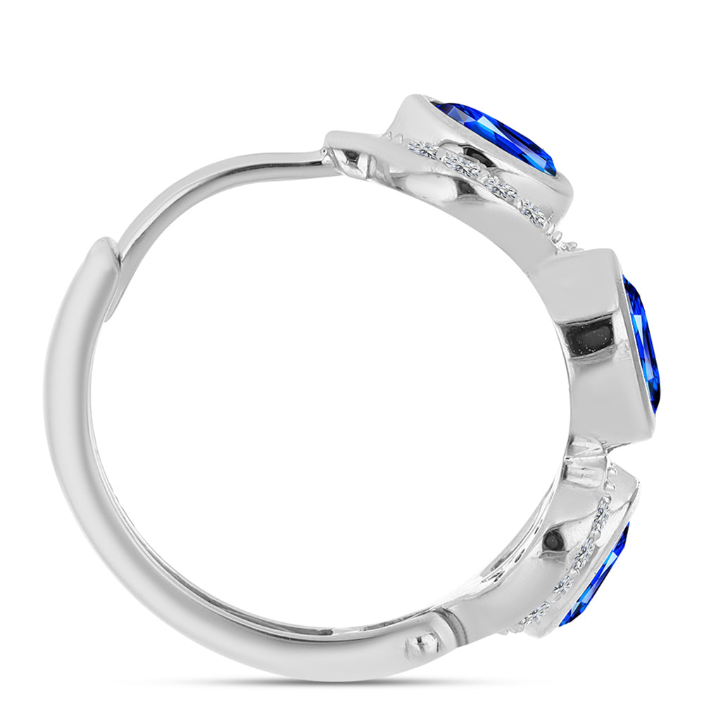 Stříbro 925/1000 - Náušnice s Australským Modrým Safírem a Bílým Topazem - Karátové číslo: 2.29. přibližná hmotnost: 5.63 gramů 2 