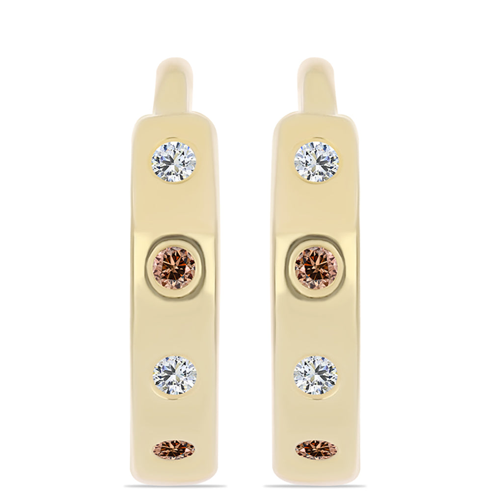 Pozlacené Stříbrné Náušnice s Cognac Diamantem a Bílým Topazem 1 