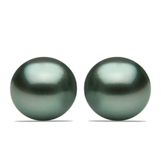 Pozlacené stříbro 925/1000 Náušnice se Sladkovodní perlou v podobě Tahitské zelené iluze - Karátové číslo: 1.53. přibližná hmotnost: 0.93 gramů