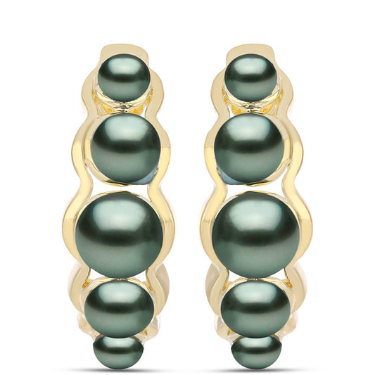 Pozlacené Stříbrné Náušnice se Sladkovodní perlou v podobě Tahitské zelené iluze