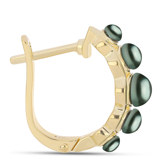 Pozlacené Stříbrné Náušnice se Sladkovodní perlou v podobě Tahitské zelené iluze