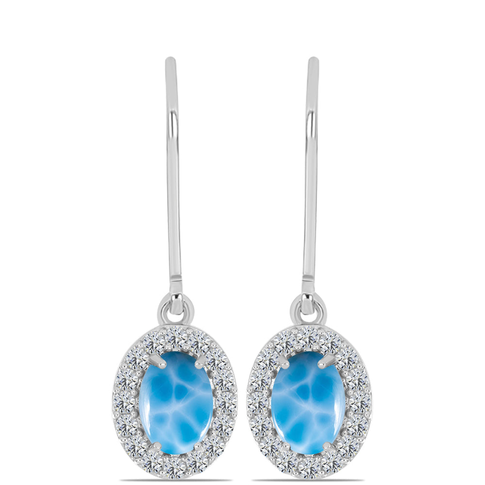 Stříbrné Náušnice s Barahonským Larimarem a Bílým Topazem 1 