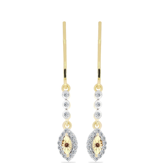 Pozlacené Stříbrné Náušnice s Cognac Diamantem a Bílým Topazem