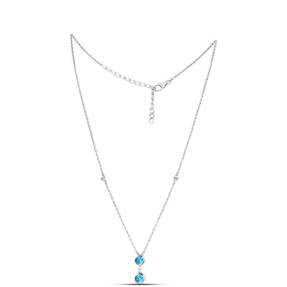 Stříbrný Náhrdelník s Barahonským Larimarem a Bílým Topazem 1 