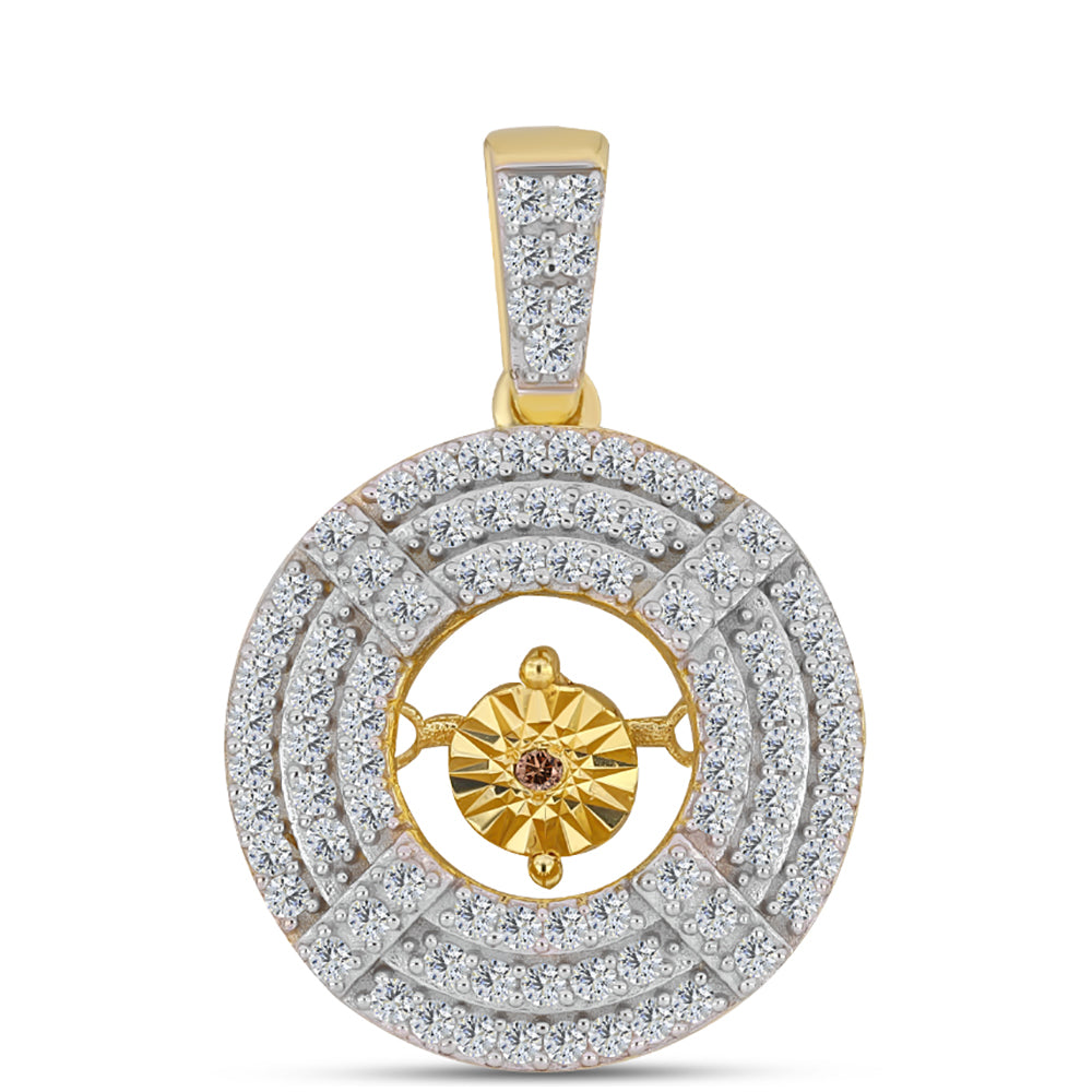 Pozlacené Stříbro 925/1000 - Přívěsek s Cognac Diamantem a Bílým Topazem - Karátové číslo: 0.62. přibližná hmotnost: 3.04 gramů