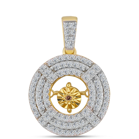 Pozlacené Stříbro 925/1000 - Přívěsek s Cognac Diamantem a Bílým Topazem - Karátové číslo: 0.62. přibližná hmotnost: 3.04 gramů
