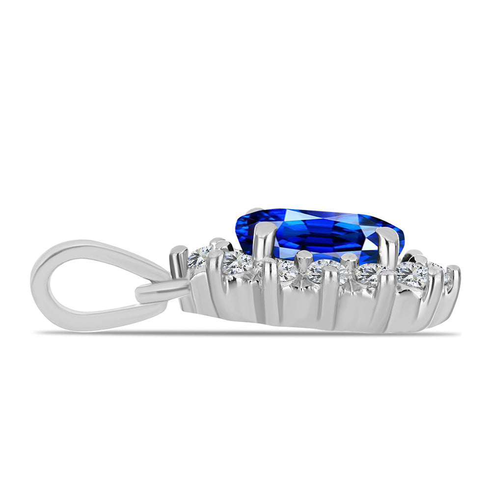 Stříbro 925/1000 - Přívěsek s Australským Modrým Safírem a Bílým Topazem - Karátové číslo: 2.35. přibližná hmotnost: 2.23 gramů 2 