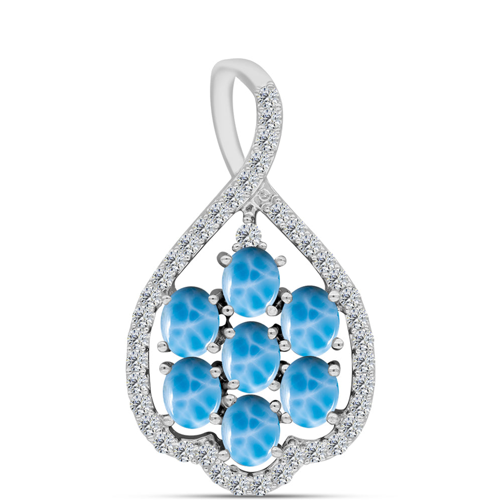 Stříbrný Přívěsek s Barahonským Larimarem a Bílým Topazem 1 