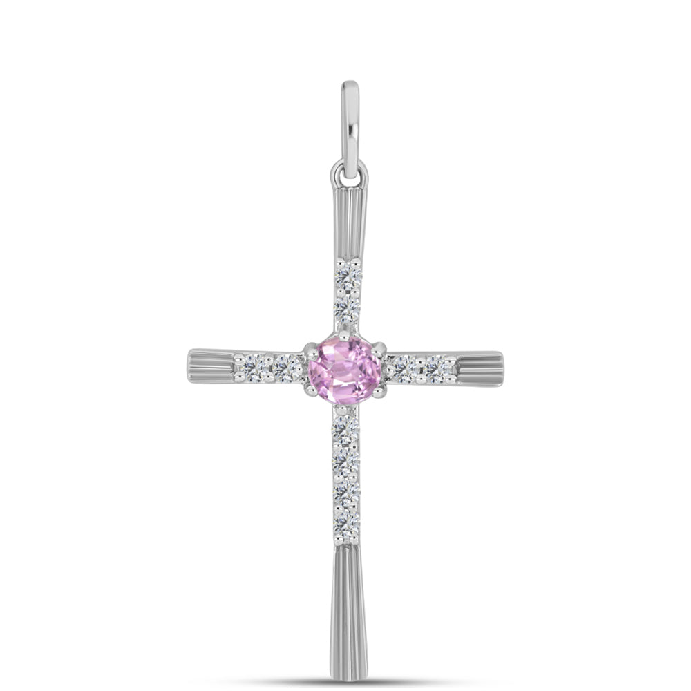 Stříbro 925/1000 - Přívěsek s Kunzitem z Pala a Bílým Topazem - Karátové číslo: 1.1. přibližná hmotnost: 2.71 gramů 1 